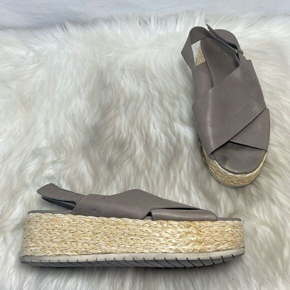 Vince Jesson Taupe Gray Platform Espadrille Sandals Sz 8 - Picture 2 of 7